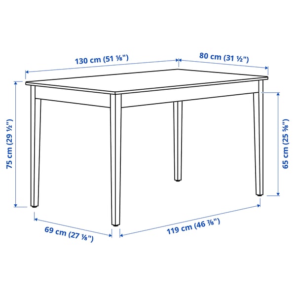 NÄSINGE / HÖGVED طاولة و 4 كراسي, أبيض/قشرة بتولا, 130x80 سم