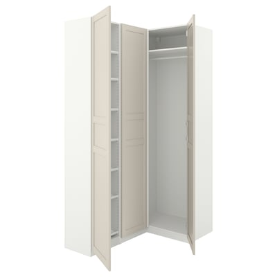PAX / FLISBERGET دولاب ملابس زاوية, أبيض/بيج فاتح, ‎161/88x236 سم‏