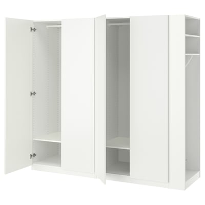 PAX / FORSAND دولاب ملابس, أبيض/أبيض, ‎220x60x201 سم‏
