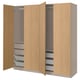 PAX / STORKLINTA تشكيلة دولاب ملابس., رمادي-بيج/شكل السنديان, ‎200x66x201 سم‏