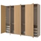 PAX / STORKLINTA تشكيلة دولاب ملابس., رمادي-بيج/شكل السنديان, ‎300x60x236 سم‏