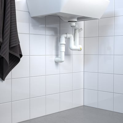 RÄNNILEN كوع تصريف مع أنبوب مرن، حوض واحد