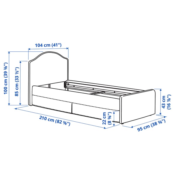 RAMNEFJÄLL هيكل سرير بتنجيد, Kilanda بيج فاتح, 90x200 سم
