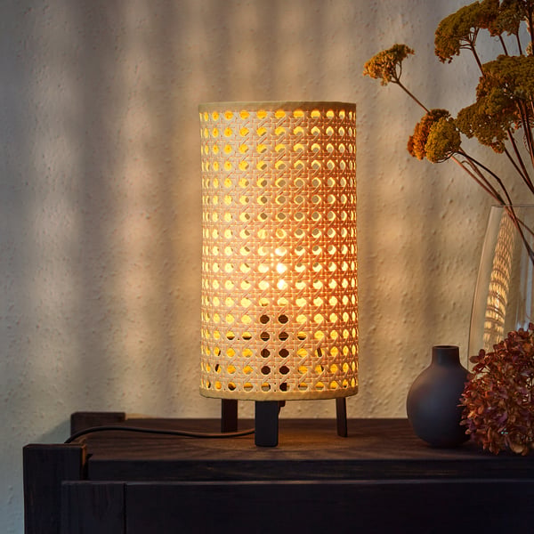 SAXHYTTAN مصباح طاولة, بيج/أسود, 26 سم