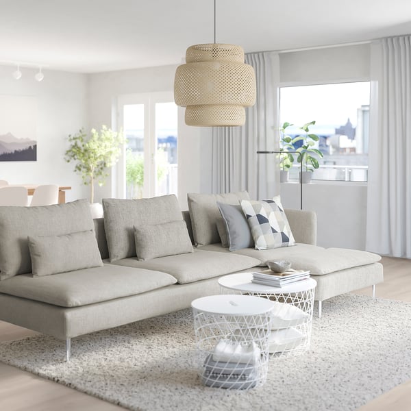 SÖDERHAMN كنبة 4 مقاعد, مع أريكة طويلة و طرف مفتوح/Viarp بيج/بنّي