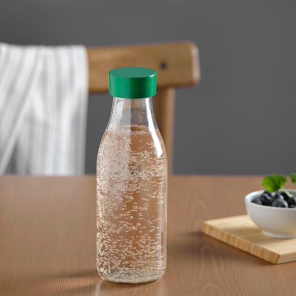 SPARTANSK قارورة ماء, زجاج شفاف/أخضر, 0.5 ل