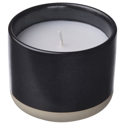 STÖRTSKÖN شمعة معطرة في برطمان خزفي, توت/أسود, 25 س