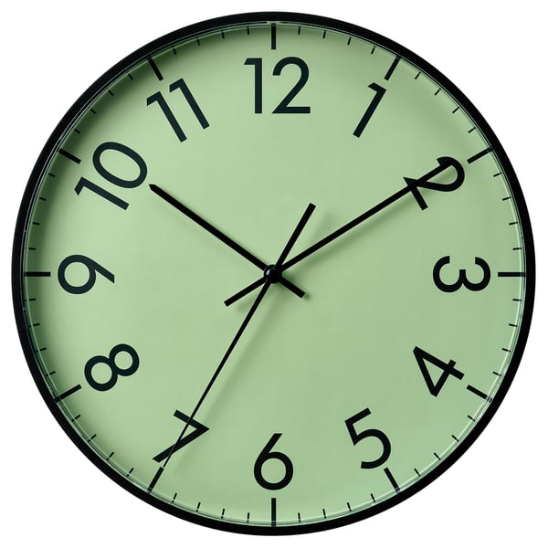 TALLSPARV ساعة حائط, أسود/أخضر, 28 سم