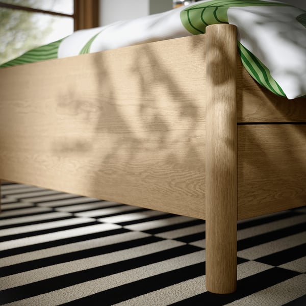 TONSTAD هيكل سرير+تخزين, قشرة سنديان, 90x200 سم