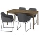 TONSTAD / TOSSBERG طاولة و 4 كراسي, بني قشرة سنديان/Gunnared رمادي غامق أسود, ‎150x80 سم‏
