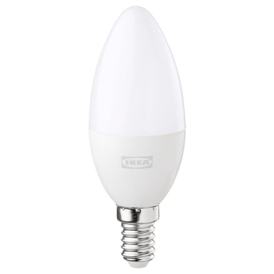 TRÅDFRI لمبة LED E14 470 لومن, تعتيم لاسلكي طيف أبيض/نجفة أبيض أوبال