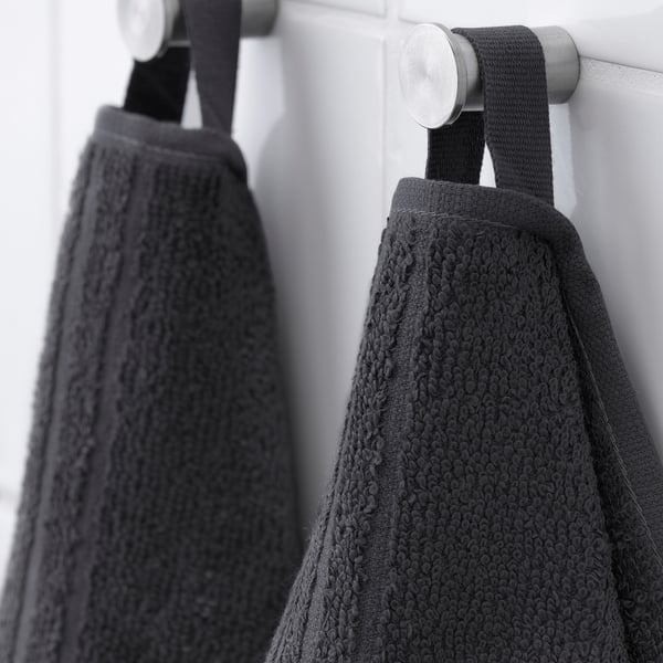 VÅGSJÖN منشفة حمّام, رمادي غامق, 70x140 سم