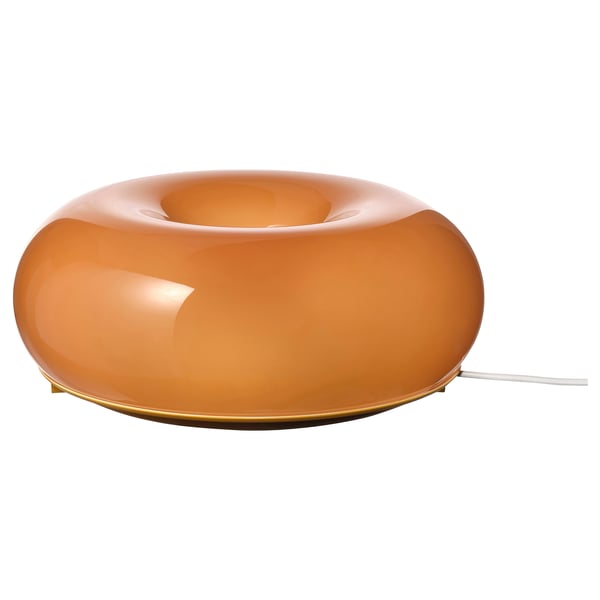 VARMBLIXT مصباح حائط/طاولة LED, برتقالي زجاج/دائري, 30 سم