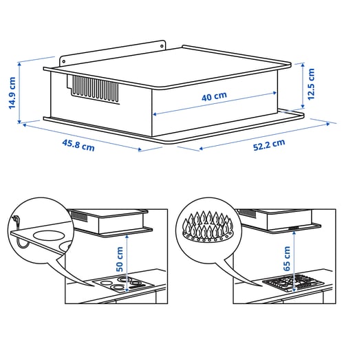 VIGGBO شفاط روائح حائطي, IKEA 300 أسود, 52 سم