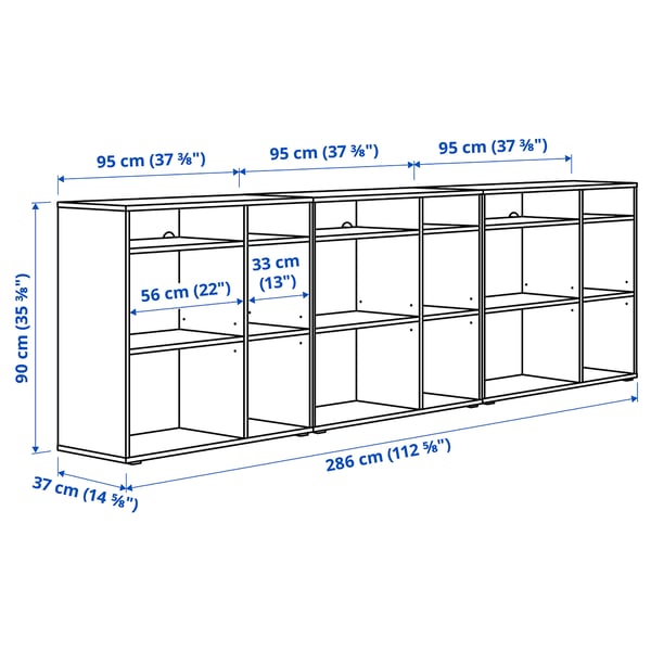 VIHALS تشكيلة أرفف, أبيض, 286x37x90 سم