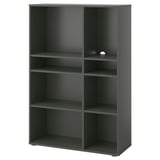 VIHALS وحدة رف مع ٦ أرفف, رمادي غامق, 95x37x140 سم