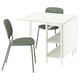 VIHALS / VIHALS طاولة وكرسيان, طاولة بأجنحة تطوى أبيض/أخضر Tibbleby أخضر-رمادي, ‎39/95/151x90 سم‏