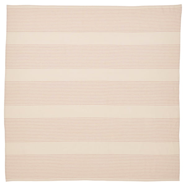 VIPPSTARR مفرش طاولة, نقش خطوط أحمر/طبيعي, 150x150 سم