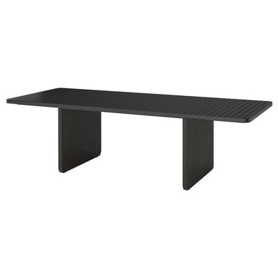 VITTSKÄR طاولة, روطان بلاستيك خارجي/رمادي غامق, ‎264x96 سم‏