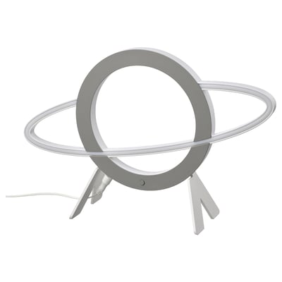 AFTONSPARV lamp, white, circular design, 3 legs, made from recycled plastic.