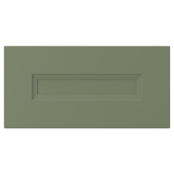 AXSTAD, green drawer front, rectangular with inset panel, smooth matte finish.