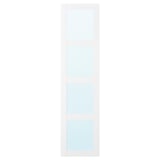 BERGSBO mirror door, white, with three rectangular sections, framed, provides space efficiency.