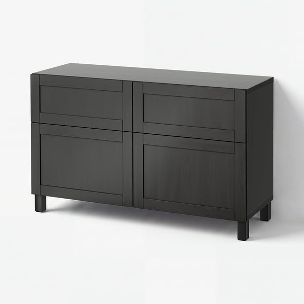 BESTÅ Storage combination w doors/drawers, black-brown/Hanviken/Stubbarp black-brown, 120x42x74 cm