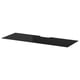 Black glass shelf, rectangular, flat, part of BESTÅ, sleek design.