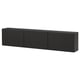BESTÅ Wall-mounted cabinet combination, black-brown/Lappviken black-brown, 180x22x38 cm