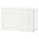 BESTÅ white wall cabinet, rectangular shape, minimalist design, with one shelf, made of particleboard, fiberboard, and acrylic paint.