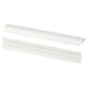 Two sleek, white, minimalist handles made of aluminium with powder coating, positioned in a parallel, overlapping layout.
