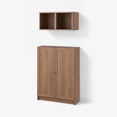 BILLY / EKET Storage combination with doors, brown walnut effect