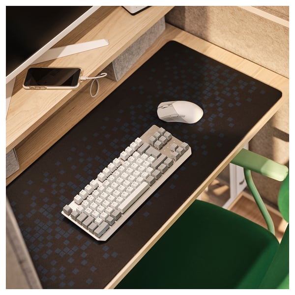 BRÄNNBOLL black mouse pad with keyboard and mouse, pixel pattern, stable and smooth.