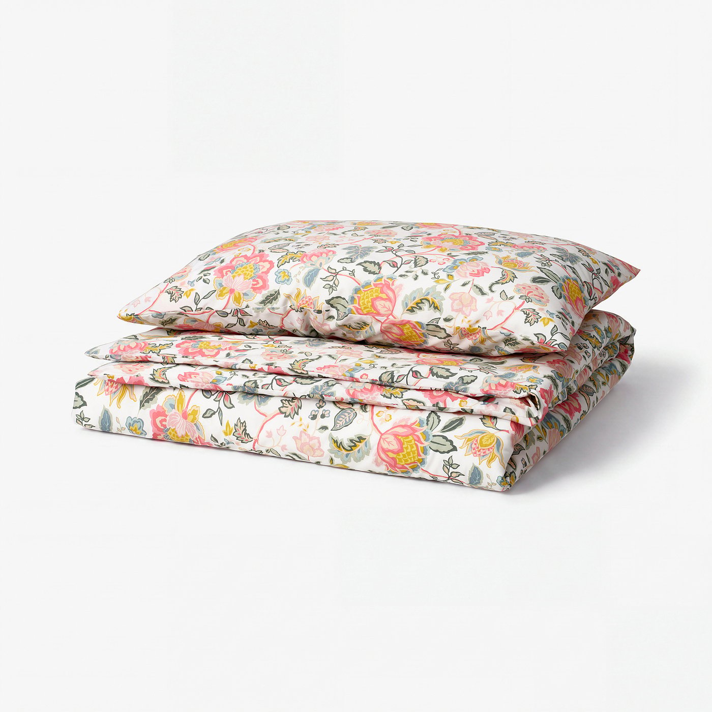 Brighten your bedroom with the DAGGSALVIA duvet set, featuring colourful floral patterns on soft, durable polyester-viscose fabric.