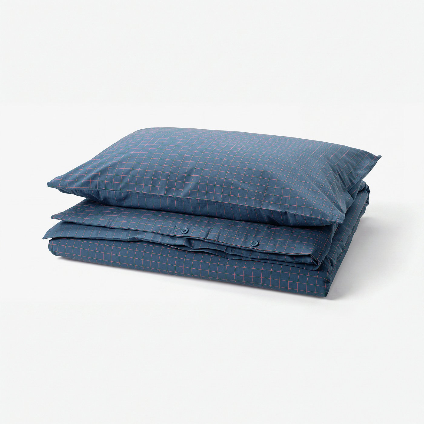 DOFTAKLEJA duvet & pillow in blue chequered cotton.