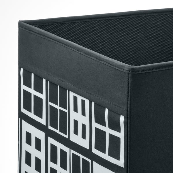 DRÖNA Box, black/patterned, 33x38x33 cm