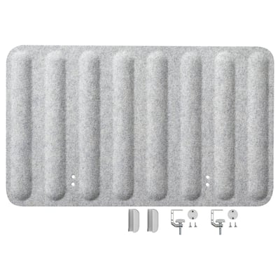 EILIF grey office screen with felt in rectangular shape. Includes clamps for mounting.