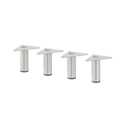 Four metallic silver EKET legs with mounting plates, arranged side by side.