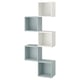 Ikea EKET wall-mounted cube storage in blue and white squares, modern design.