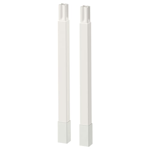Two white ENHET bathroom legs, metal, adjustable.