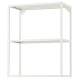 White metal ENHET shelf unit, 2 open shelves, steel with powder coating, modern design for kitchen, bath, laundry.