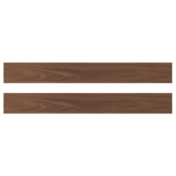 Two brown walnut wooden panels with a grain texture. They are rectangular and framed.