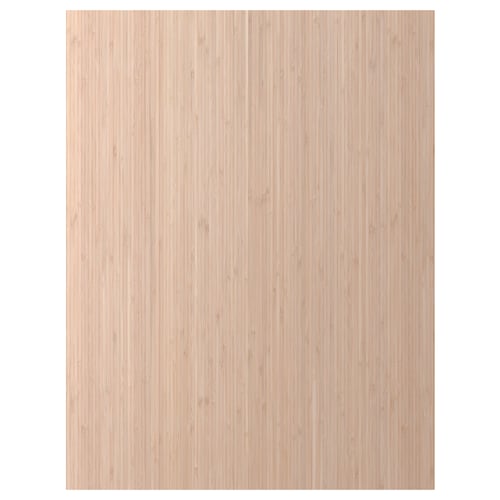 FRÖJERED bamboo drawer front, natural wood grain, light beige colour, square shape.