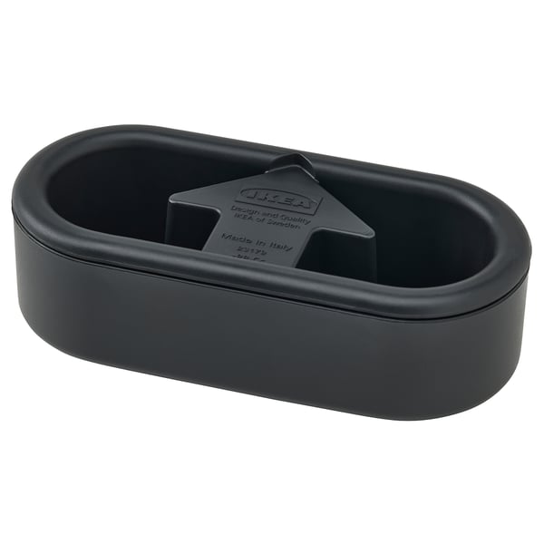 Ikea FRUKTPLOCKARE lint brush, black, plastic & polyester, oval shape with ergonomic design.