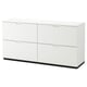 White GALANT office cabinet, 4 drawers, open & closed storage, modern minimalist design.