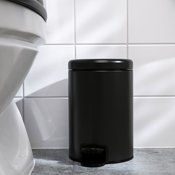 GANSJÖN Waste bin, black, 3 l