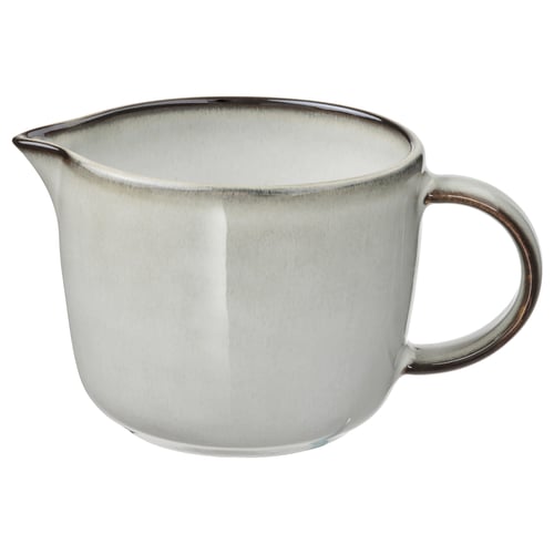 GLADELIG cream jug, white glazed stoneware, classic shape with handle.