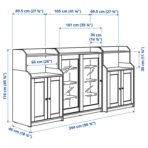Illustration with measurements for the product: HAUGA.