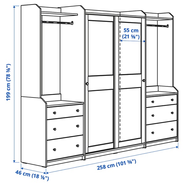 Illustration with measurements for the product: HAUGA.