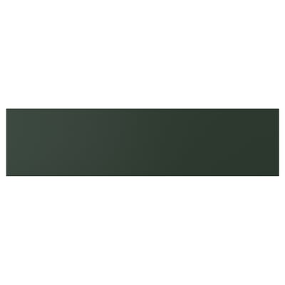HAVSTORP rectangular green shelf, sleek design, flat surface.